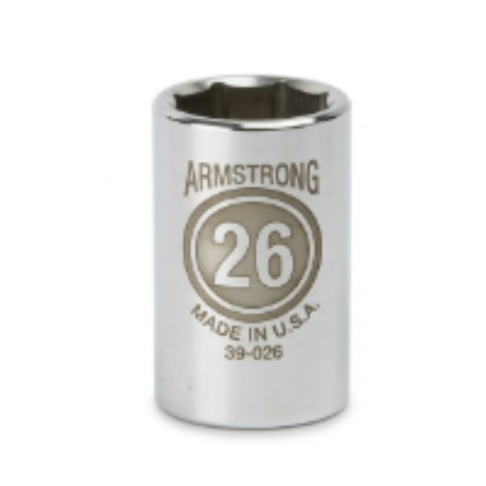DADO CORTO MM 1/2"" DE 26 MM 6 PTAS 39-026ARMSTRONG A39-026 ARMSTRONG