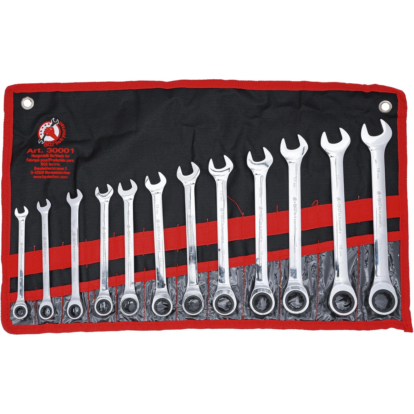 JUEGO DE 12 PIEZAS DE LLAVES CON MATRACA B30001 BGS