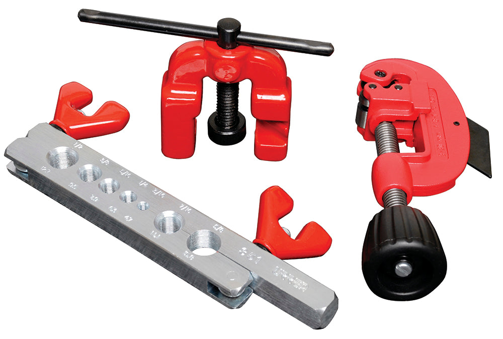 JUEGO DE AVELLANADOR, CORTATUBOS Y PRENSA AJUSTABLE DE 3/16" A 5/8", 3 PIEZAS U349 URREA