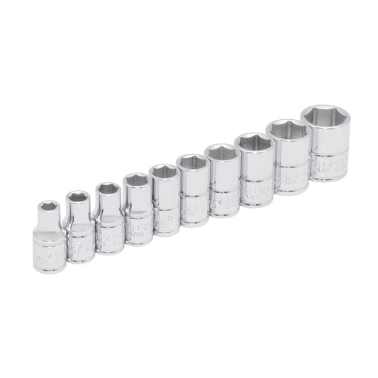 JUEGO DE DADOS CUADRO DE 1/4", 6 PUNTAS, EN PULGADAS, EN RIEL, 10 PIEZAS U47106 URREA