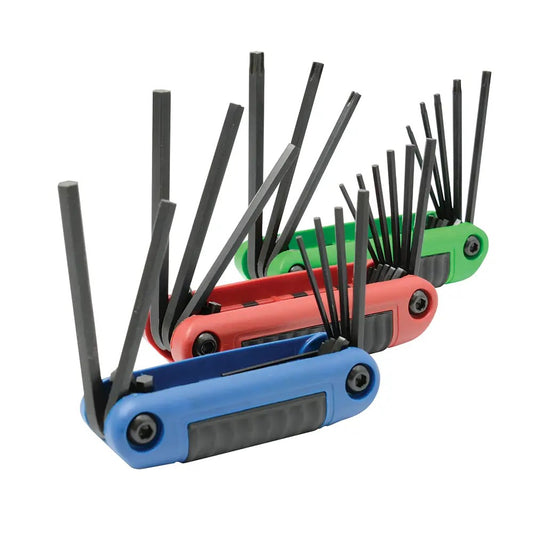 JUEGO DE LLAVES HEXAGONALES TIPO NAVAJA EN PULGADAS, MÉTRICAS Y TORX ESTUCHE BIMAT, 24 PZ U49824 URREA