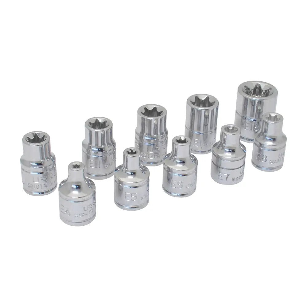 JUEGO DE DADOS TORX HEMBRA CUADRO DE 3/8" EN RIEL, 10 PIEZAS U5200TX URREA