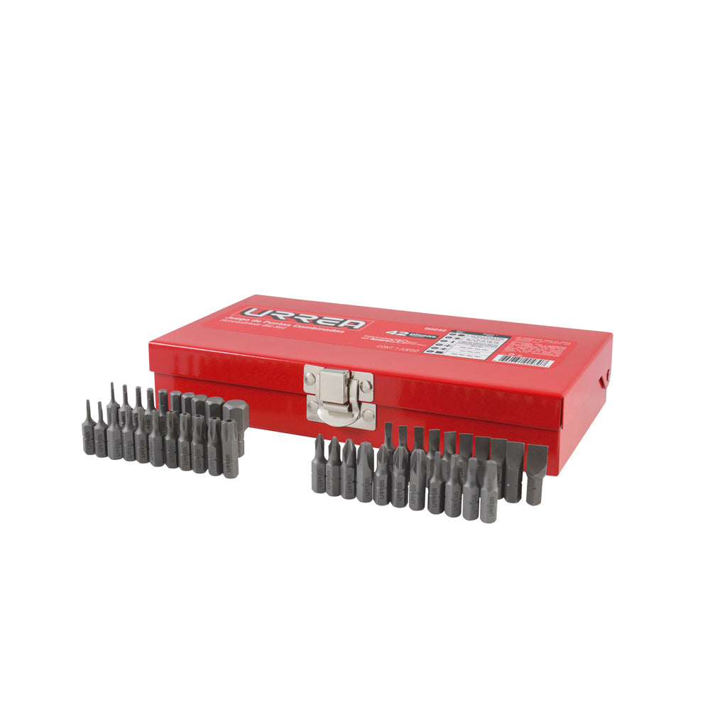 JUEGO COMBINADO DE PUNTAS HEXÁGONO DE 1/4", 42 PIEZAS U60242 URREA