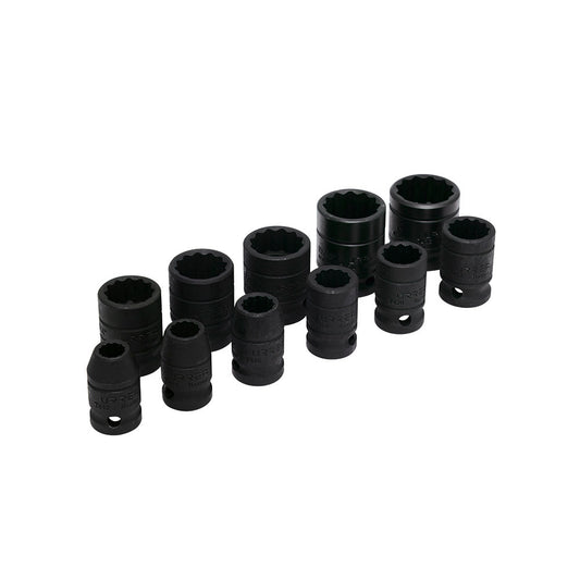 JUEGO DE DADOS DE IMPACTO CUADRO DE 1/2", 12 PUNTAS, MÉTRICOS, 15 PIEZAS U74201 URREA