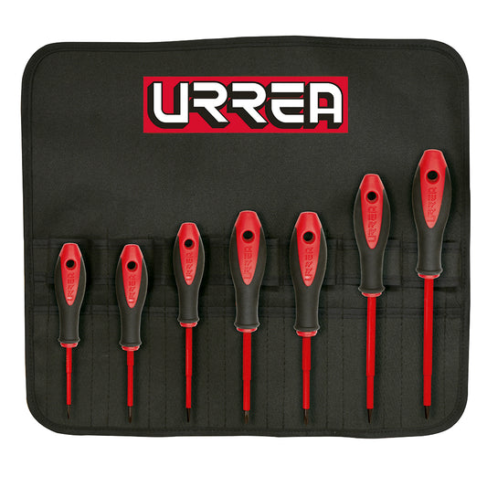 JUEGO DE DESTORNILLADORES CON MANGO BIMATERIAL 1000 V COMBINADOS, 7 PIEZAS U9700BA URREA