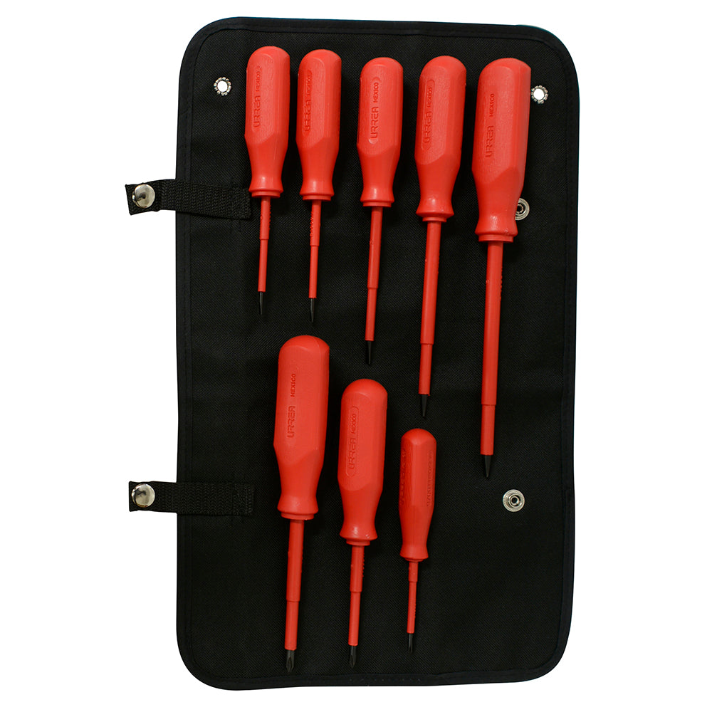 JUEGO DE DESTORNILLADORES ROJOS 1000 V COMBINADOS, 8 PIEZAS UJ9700V URREA