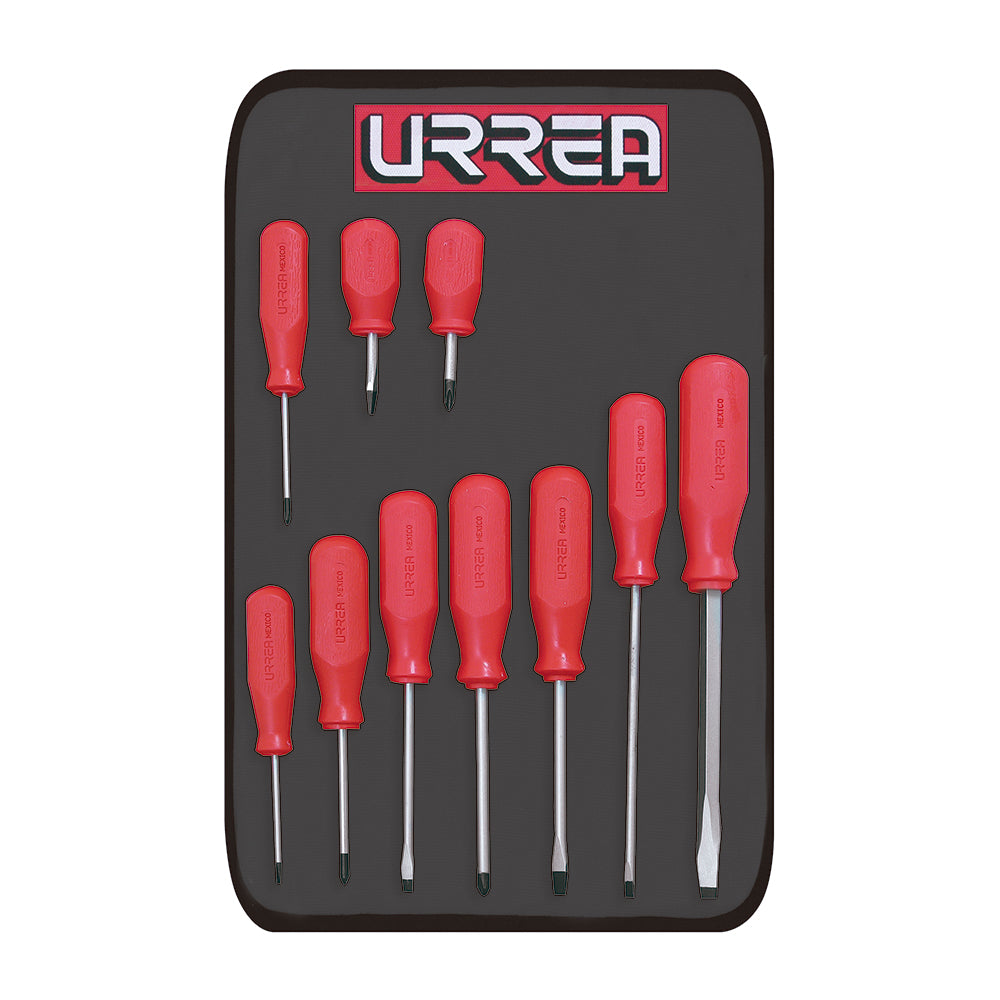 JUEGO DE DESTORNILLADORES CON MANGO ROJO, COMBINADOS, 10 PIEZAS UJBU03 URREA