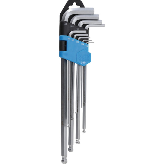 JUEGO 9 PIEZAS DE LLAVES ALLEN CON BOLA EN STANDARD 1/16 -3/8"" B799 BGS
