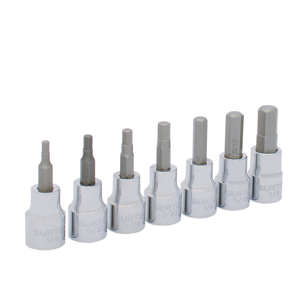 JUEGO DE DADOS CON PUNTA HEXAGONAL CUADRO DE 3/8", 6 PUNTAS, EN PULGADAS, 7 PIEZAS UF51H00 SURTEK