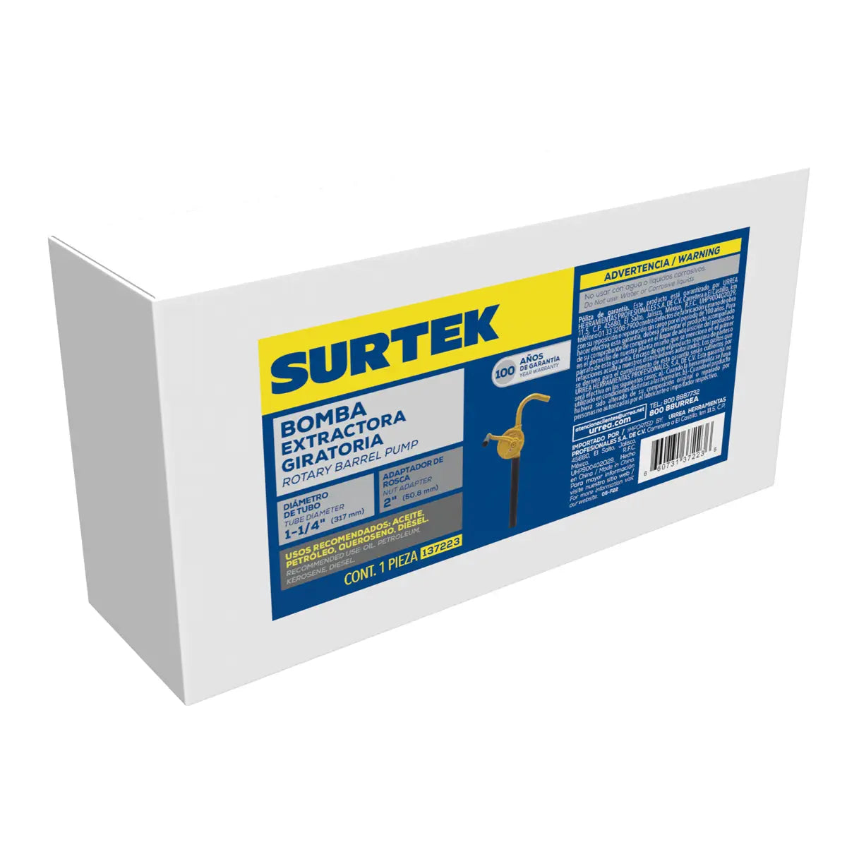 BOMBA EXTRACTORA GIRATORIA PARA LUBRICANTES, SUMINISTRO 300 ML POR GIRO U137223 SURTEK