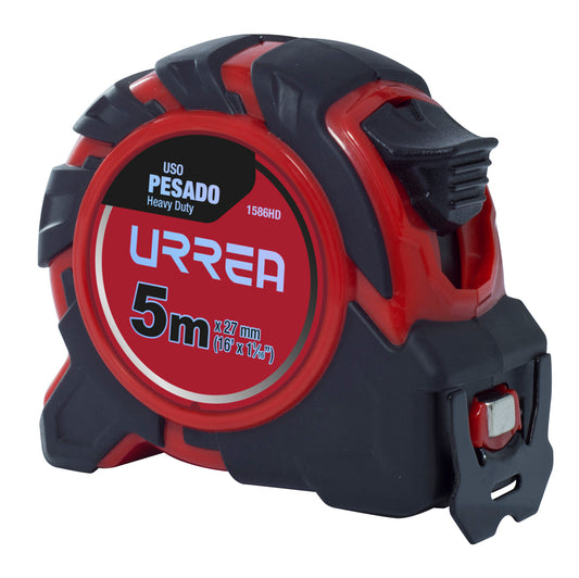FLEXÓMETRO CON CARCASA DE CAUCHO ANTI-IMPACTO 5 M X 27 MM U1586HD URREA