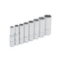 JUEGO DE DADOS LARGOS CUADRO DE 1/4", 6 PUNTAS, EN PULGADAS, EN RIEL, 8 PIEZAS U47102 URREA