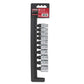 JUEGO DE DADOS CUADRO DE 1/4", 6 PUNTAS, EN PULGADAS, EN RIEL, 10 PIEZAS U47106 URREA
