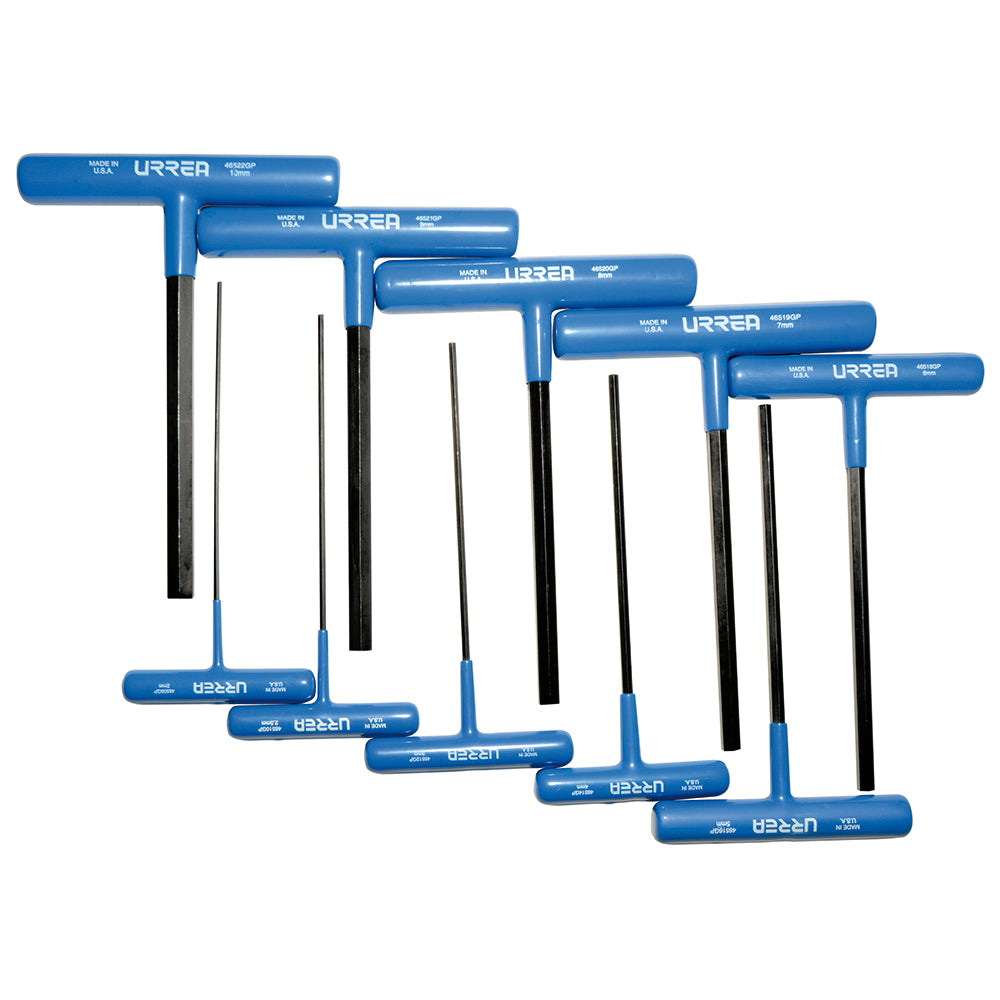 JUEGO DE LLAVES HEXAGONALES CORTAS TIPO "T" ERGONÓMICAS, MÉTRICAS, 10 PIEZAS U4965GPM URREA
