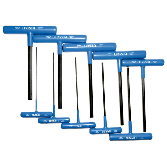 JUEGO DE LLAVES HEXAGONALES CORTAS TIPO "T" ERGONÓMICAS, MÉTRICAS, 10 PIEZAS U4965GPM URREA