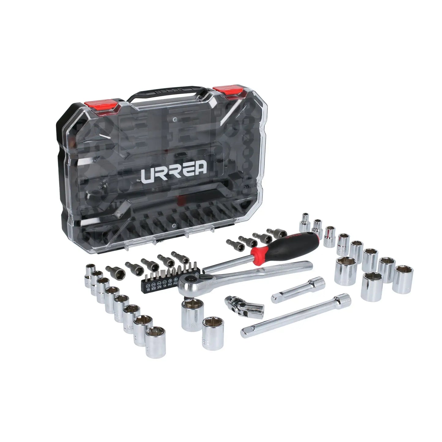 JUEGO DE DADOS Y ACCESORIOS CUADRO DE 3/8" COMBINADO, 47 PIEZAS U5201CD URREA