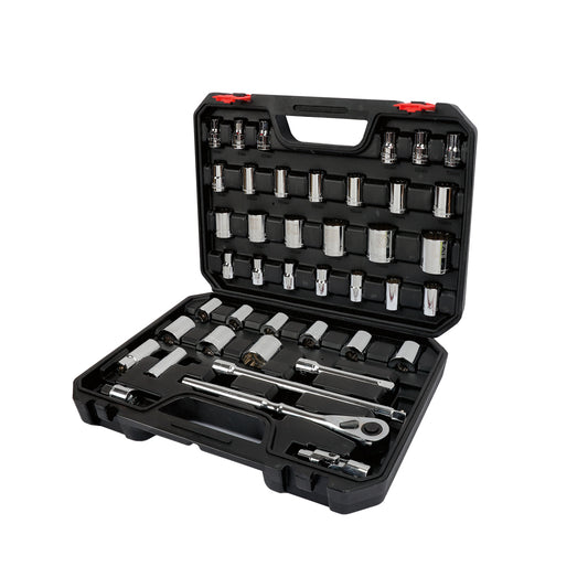 JUEGO DE DADOS Y ACCESORIOS CUADRO DE 1/2" COMBINADO, 42 PIEZAS U5400CB URREA