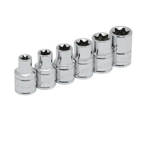 JUEGO DE DADOS TORX HEMBRA CUADRO DE 1/2", EN RIEL, 6 PIEZAS U5400TX URREA
