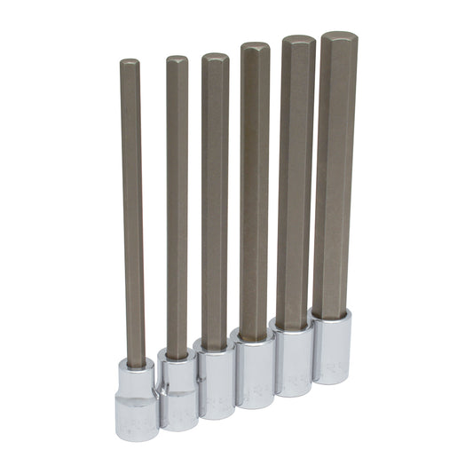 JUEGO DE DADOS CON PUNTA HEXAGONAL EXTRA LARGA CUADRO DE 1/2", EN PULGADAS, 6 PIEZAS U54416L URREA