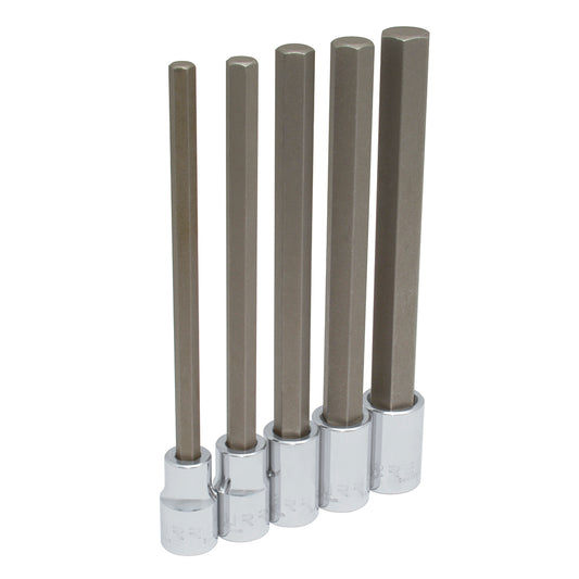 JUEGO DE DADOS CON PUNTA HEXAGONAL EXTRA LARGA CUADRO DE 1/2", MÉTRICOS, 5 PIEZAS U5441M5L URREA