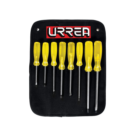 JUEGO DE DESTORNILLADORES CON MANGO ÁMBAR COMBINADOS, 8 PIEZAS U9600D URREA