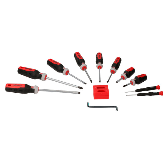 JUEGO DE DESTORNILLADORES CON MANGO TRIMATERIAL Y ACCESORIOS, 12 PIEZAS UJDT12 URREA